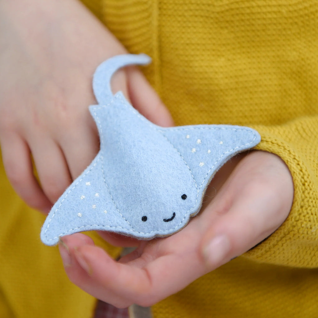 Manta Ray Finger Puppet Craft Kit Clara and Macy Plastic Free Eco Friendly Gift for Kids