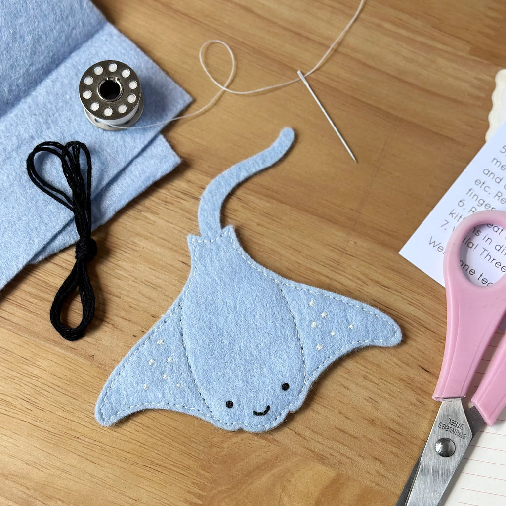 Manta Ray Finger Puppet Craft Kit Clara and Macy Plastic Free Eco Friendly Gift for Kids