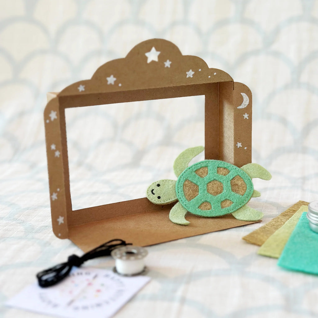 Sea Turtle Finger Puppet Craft Kit Clara and Macy Plastic Free Eco Friendly Make your Own Gift for Kids