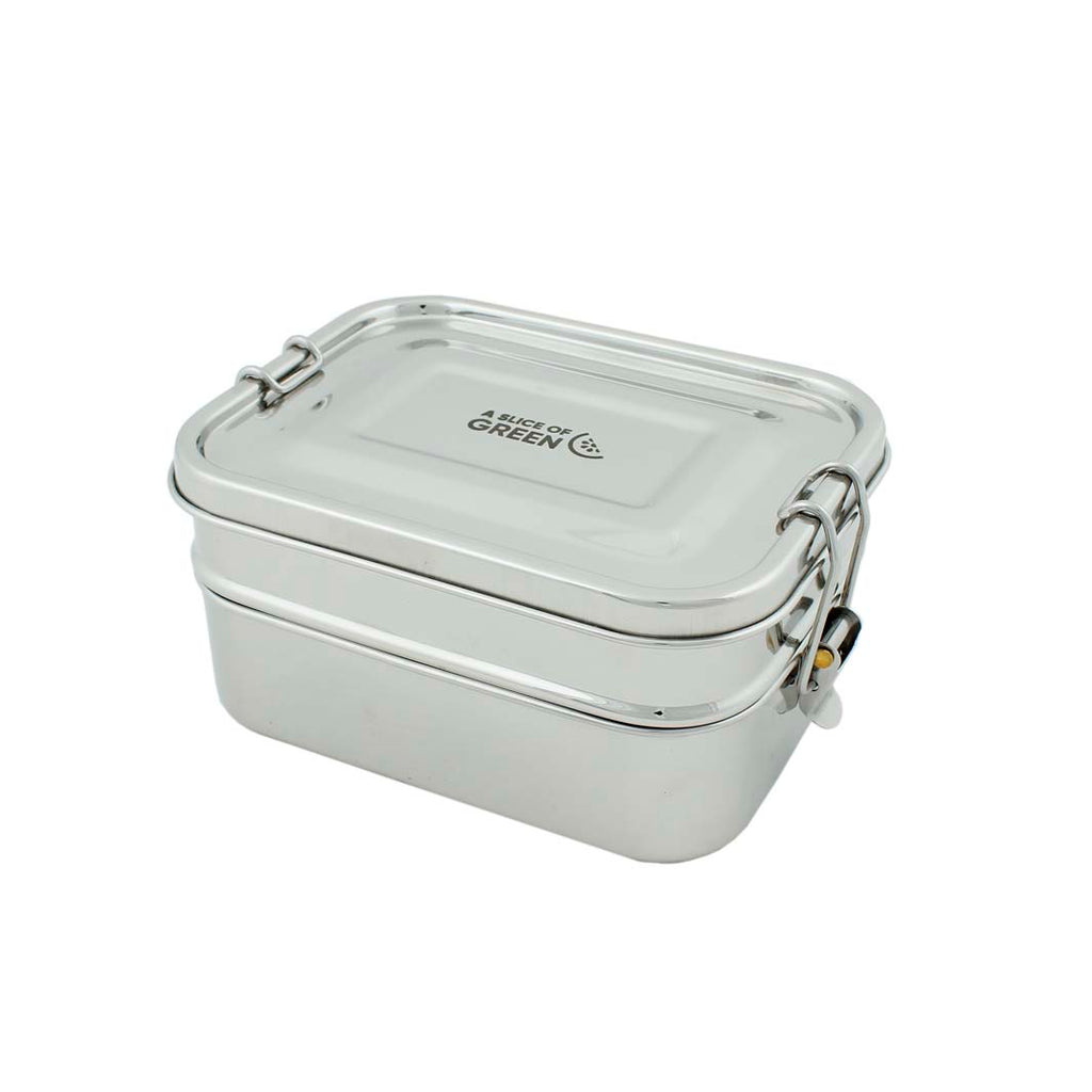 Stainless Steel Lunch Box 2 Two Tier Plastic Free Eco friendly sustainable a slice of green tiffin tin