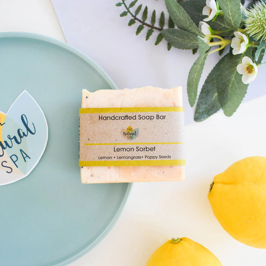 The Natural Spa Cosmetics Lemon Sorbet Soap Bar 100g Eco Friendly Vegan Plastic Free
