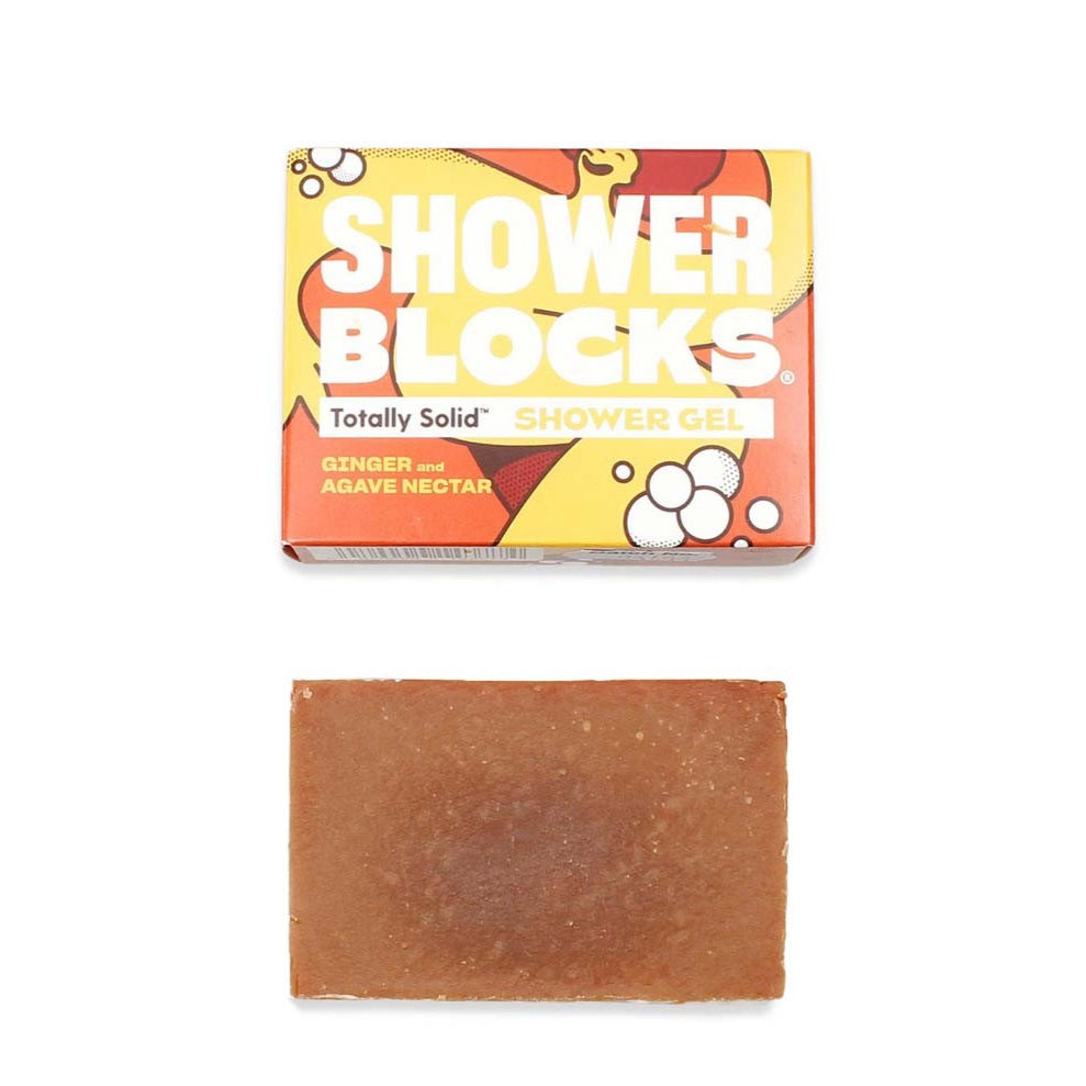 Shower Blocks Solid Shower Gel Bar Ginger and Agave Nectar Plastic Free Eco Friendly 