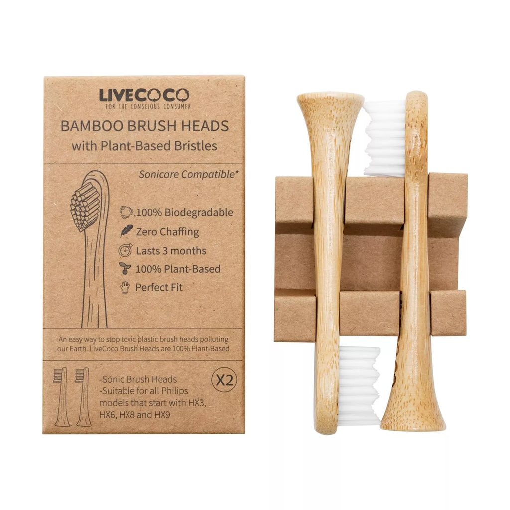 Live Coco Plastic free bamboo Philips sonicare toothbrush head replacement compatible eco friendly