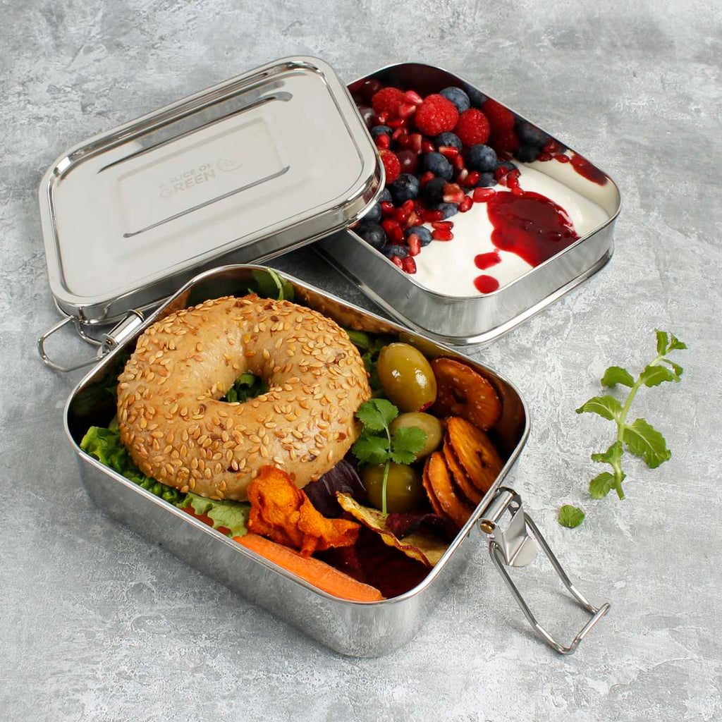 Stainless Steel Lunch Box 2 Two Tier Plastic Free Eco friendly sustainable a slice of green tiffin tin